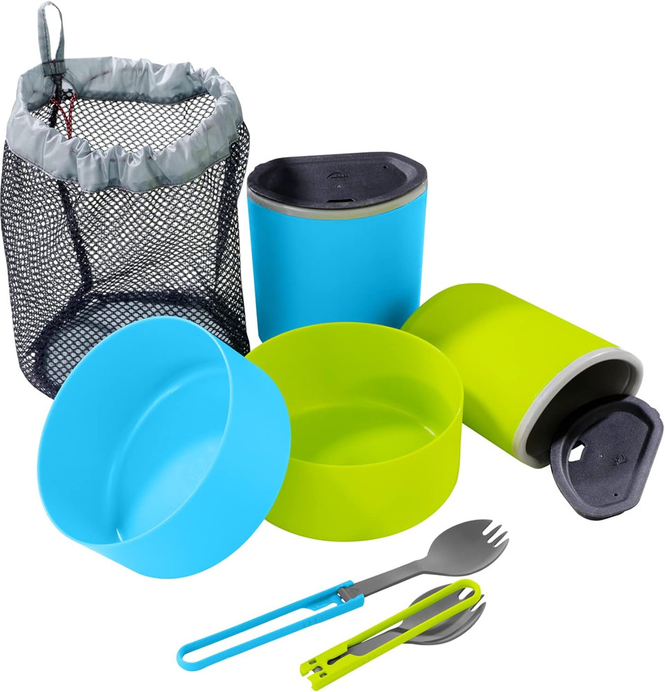 2-Person Camping Mess Kit, Blue, Green