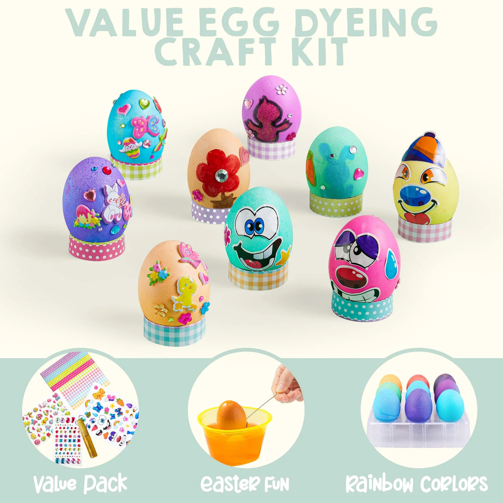 41Pcs Easter Egg Dye Kit,Diy Easter Egg Decorating Craft Kit with Egg Tray,Egg S