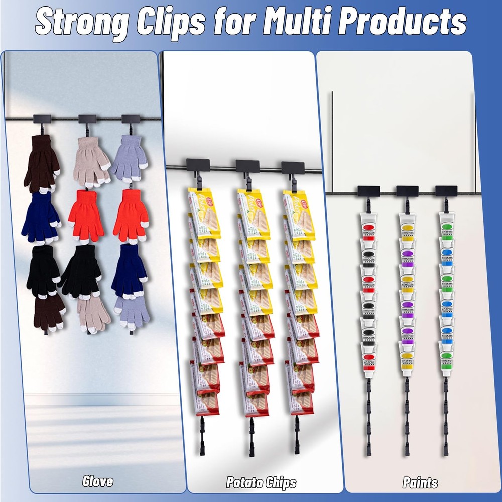 9Pcs Hanging Merchandise Strips with Hooks, 31 inch Metal Retail Display Rack...