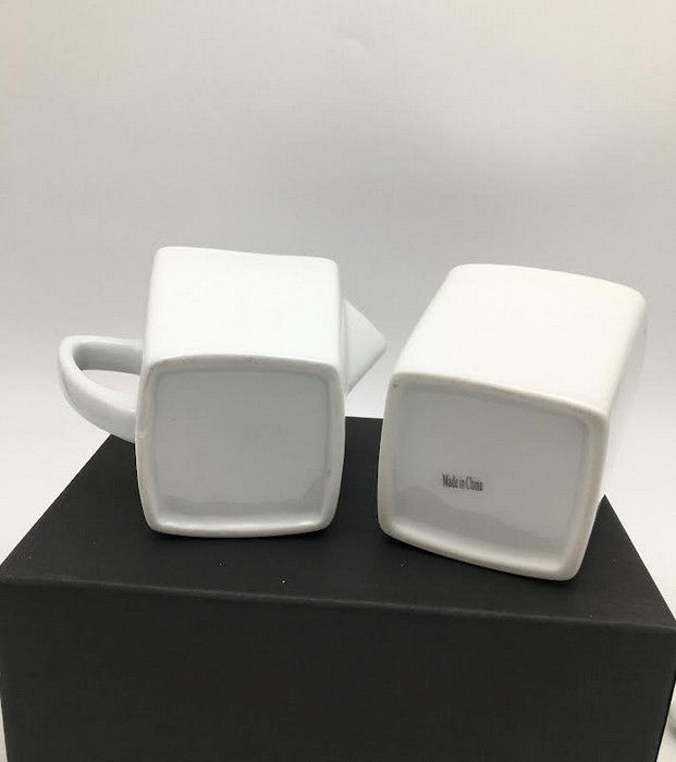 WHITE CERAMIC CREAMER & COVERED SUGAR