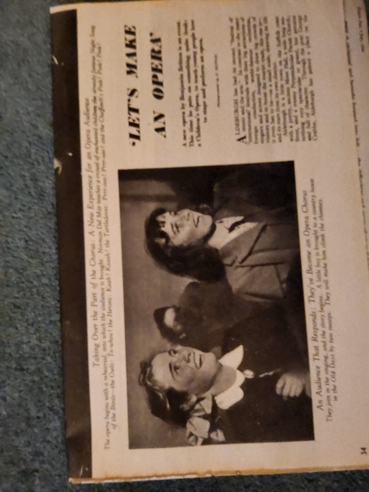 Sk99 Ephemera 1949 Article Benjamin Britten Children's Opera