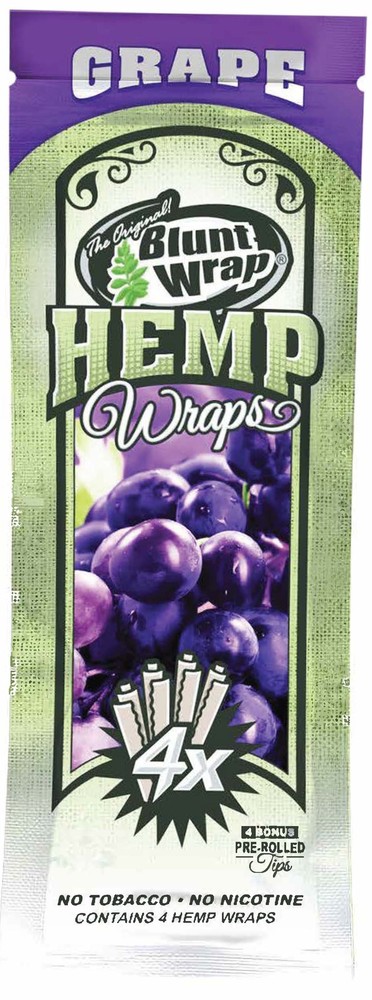 Original B Wrap Rolling Paper - Grape Flavor - 1 Pouch, 4 Per Pouch + Tips!