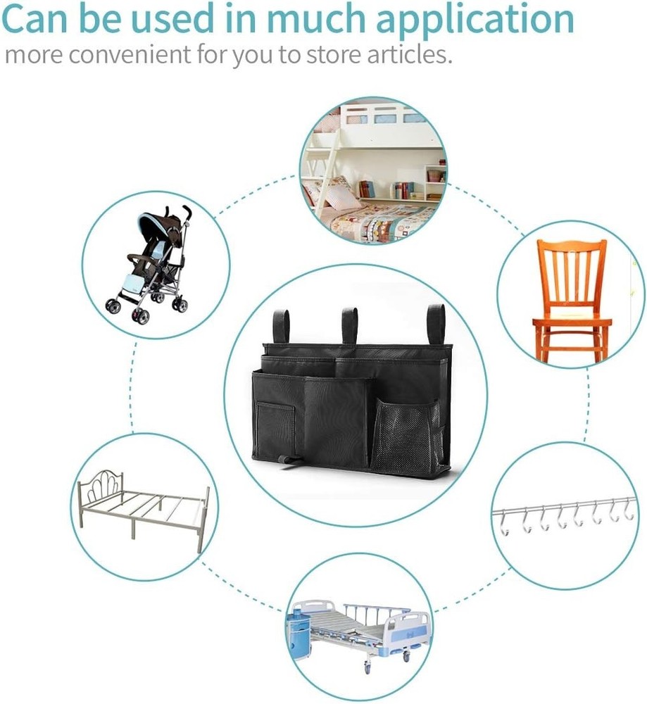 Bunk Bed Organizer, Bedside Caddy Hanging Bed Organizer Storage Bag 8 Pockets...