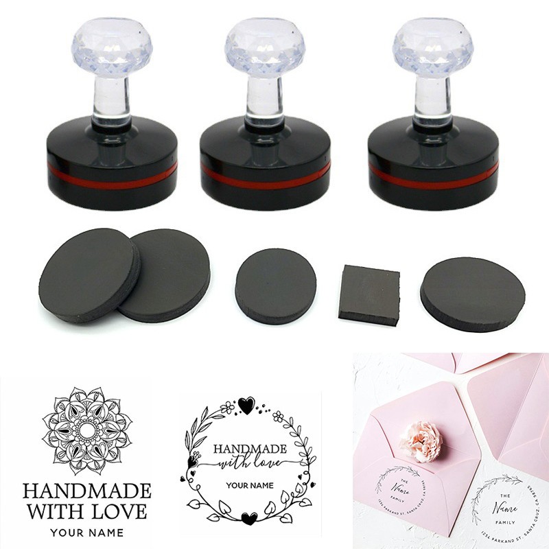 Professional 5-Pack Round/Oval Flash Stamp Set, Self Inking & Customizable