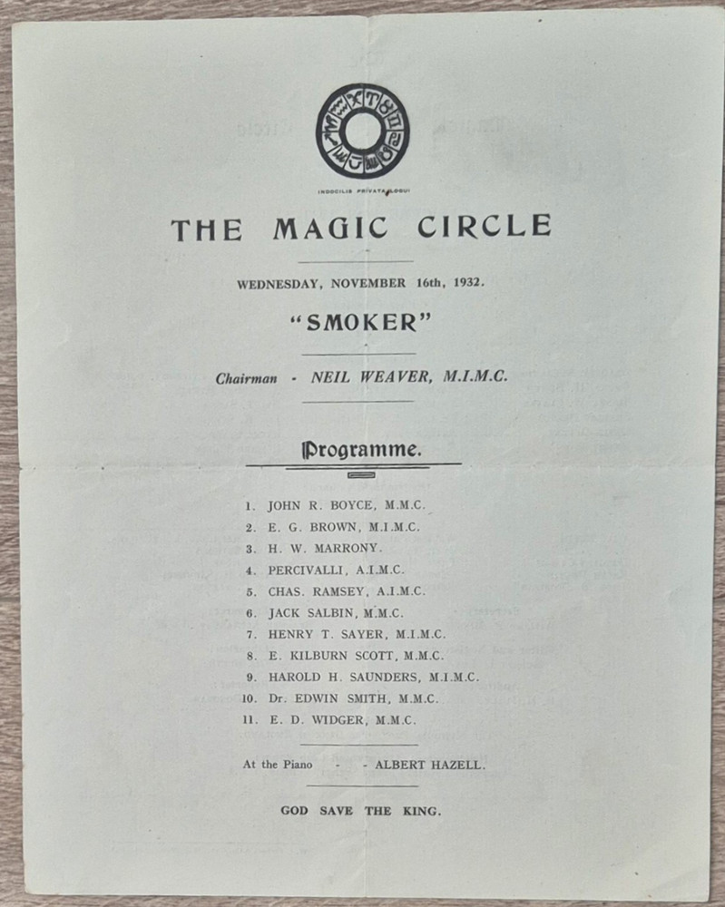 1932 The Magic Circle - Kiddies Entertainment, Smoker & Non Stop Magic Programme