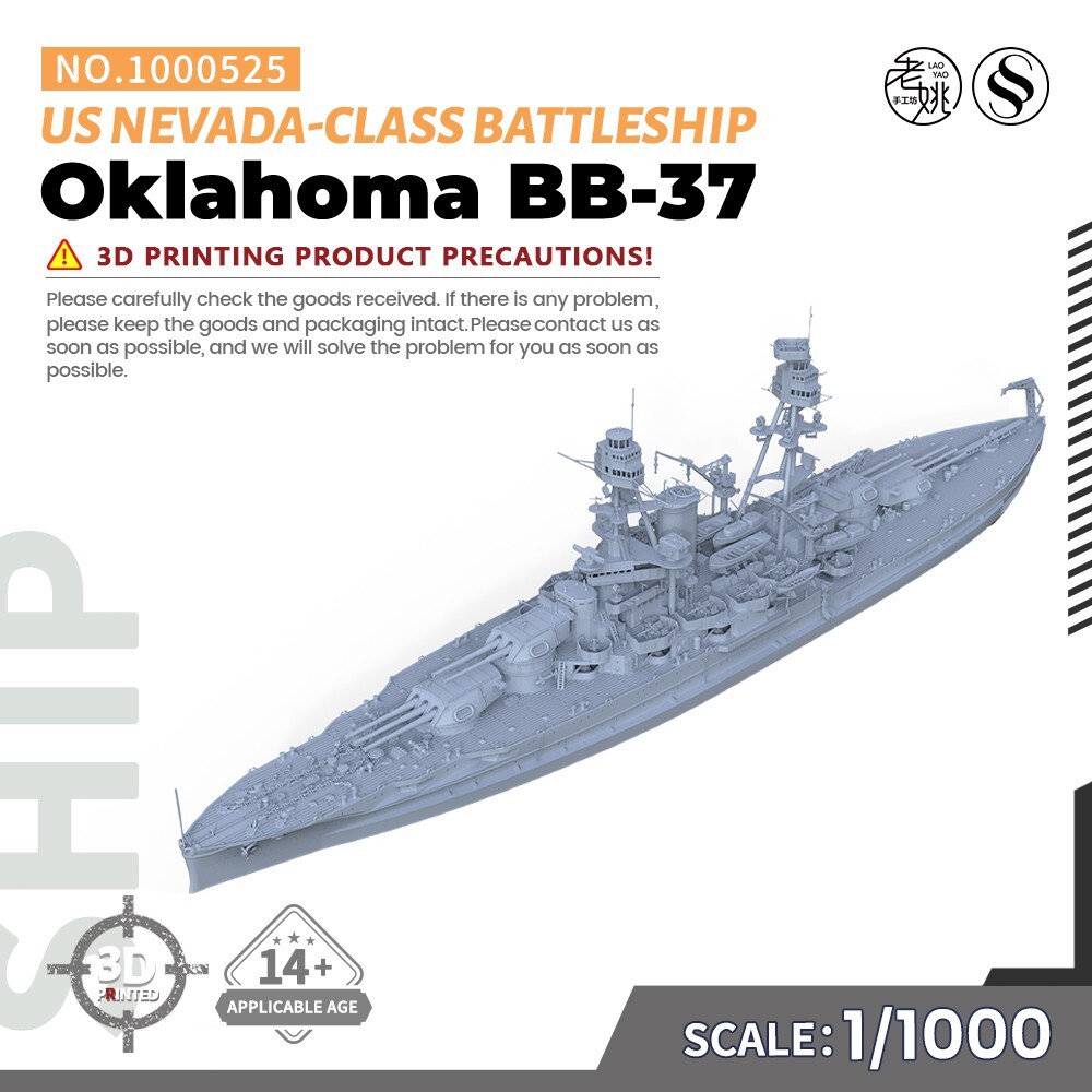 1/1000  Model Kit US Oklahoma Nevada-class Battleship BB-37