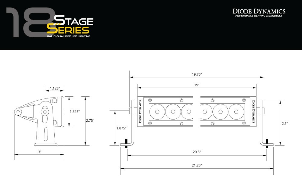 Diode Dynamics Dd5052 Ss18 Amber Combo Light Bar