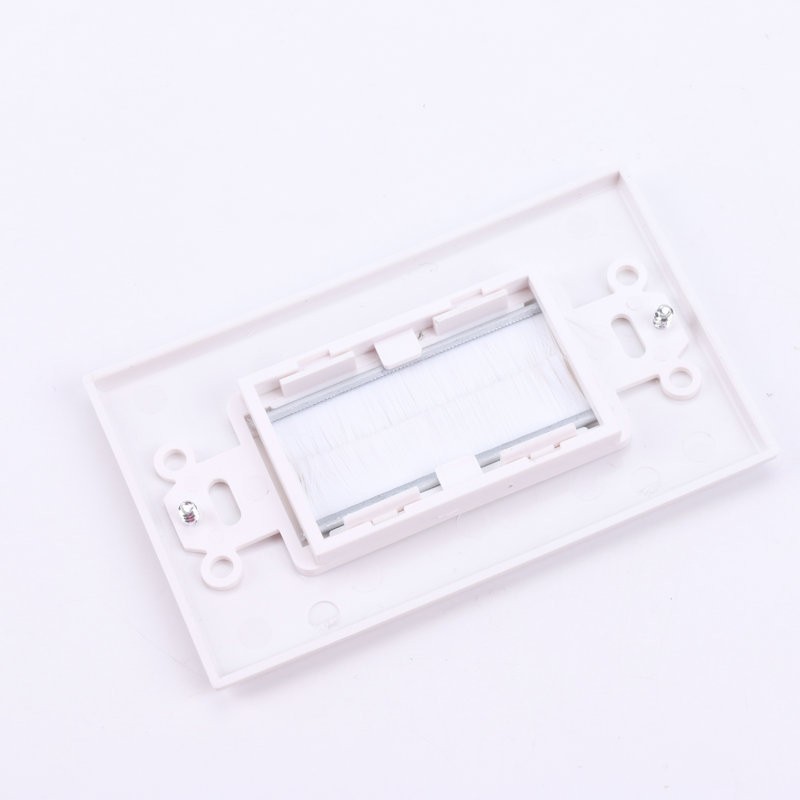 Cable Pass Through Insert Single Brush Wall Plate White Wires Wall Socket