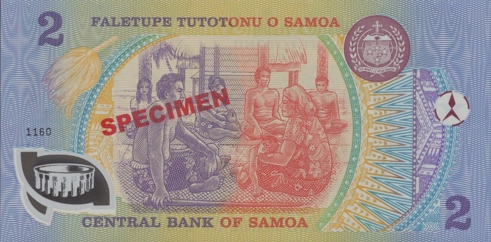 Western Samoa 2 Tala 1990 P 31e Polymer UNC AAJ Prefix SPECIMEN