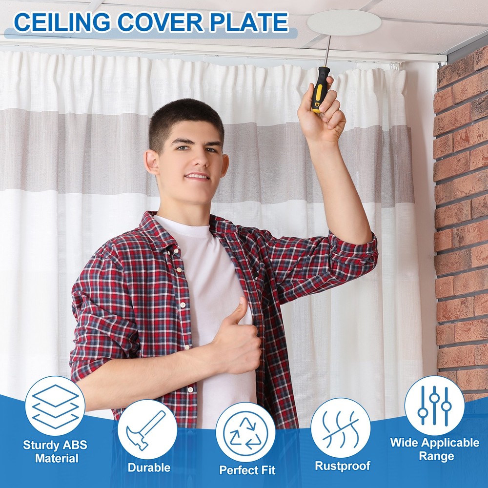 2Pack 3.7" Spring Ceiling Cover Plate for 2.2-3.4" Round Hole, Silver