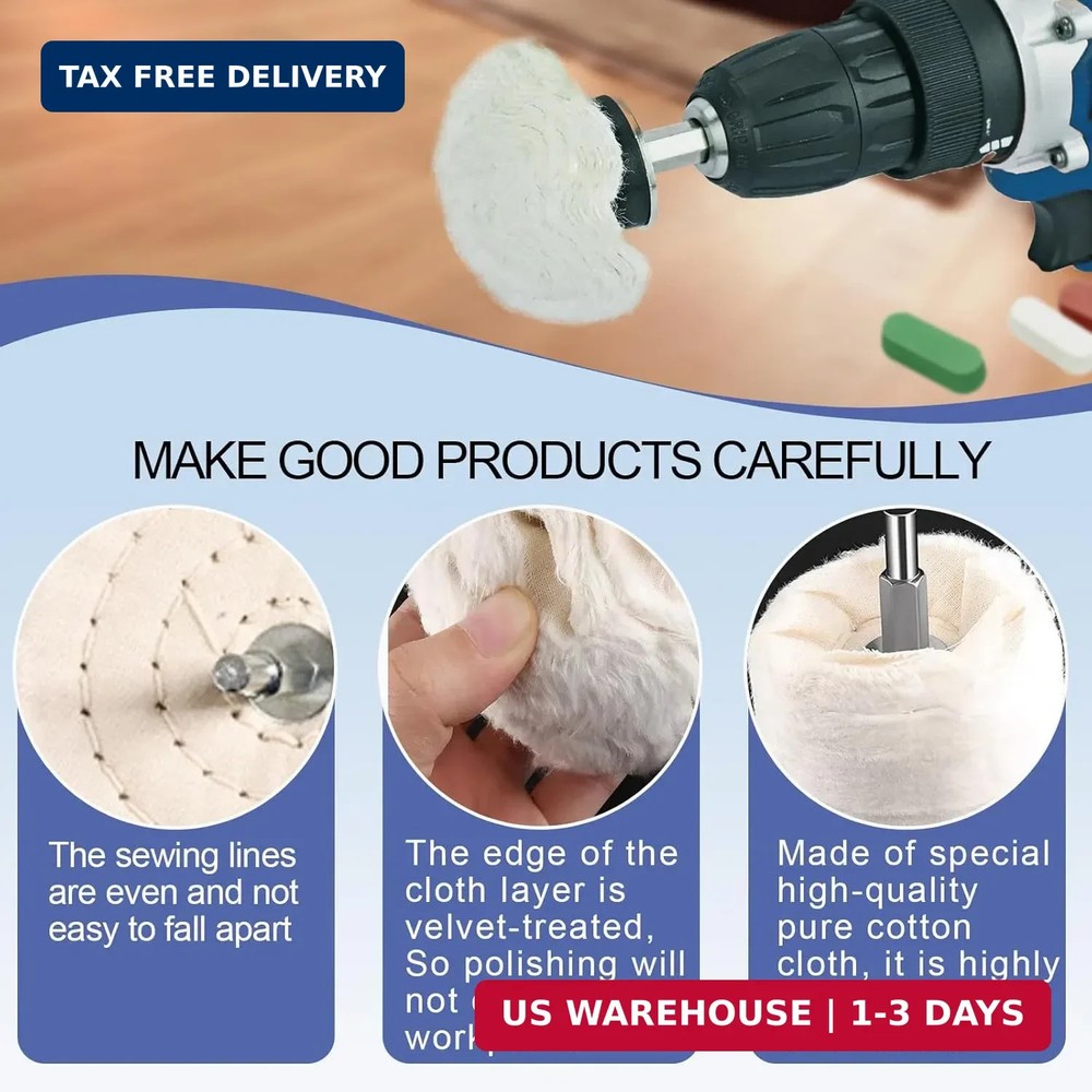 Neeki 6 Drill Buffing Wheels and 3 Polishing Compounds, Multi-Specification Whee