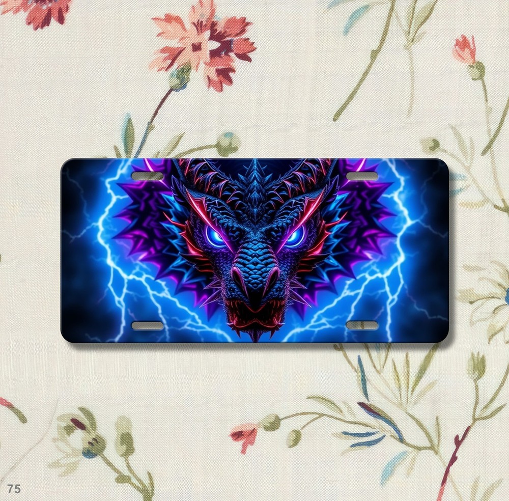 Dragon License Plate Elemental Dragon Artwork Add Custom Text Decor Plate