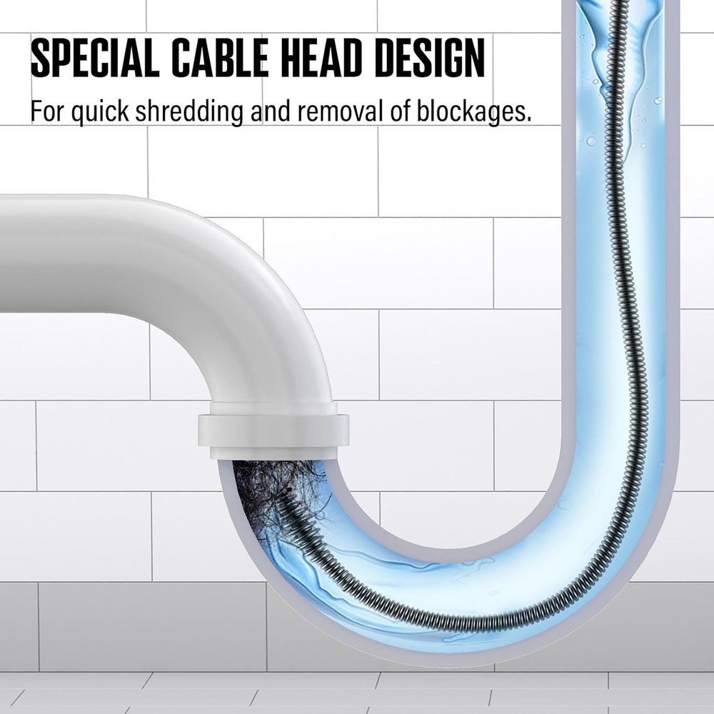 25FT Replaceable Cable, Compatible with Electric Drain Auger