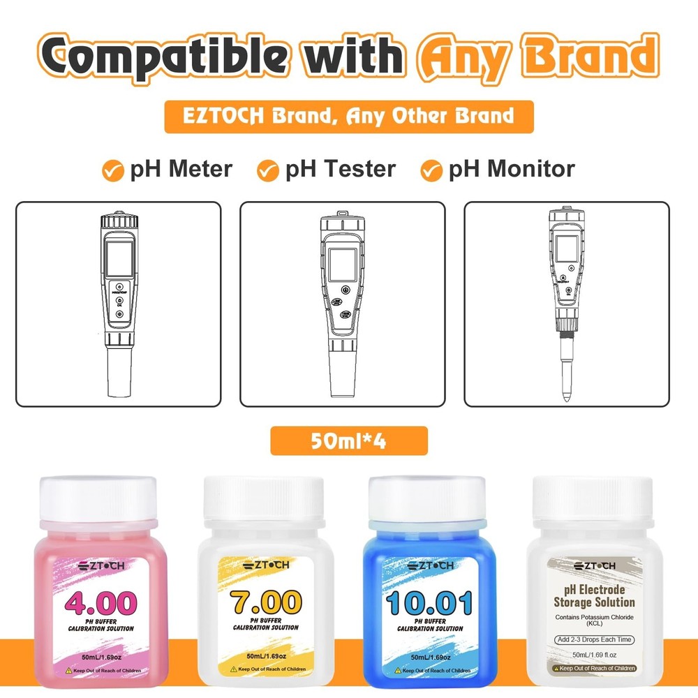 pH Calibration Solution Kit, pH 4 7 10 with KCL Electrode Storage Solution*1,...