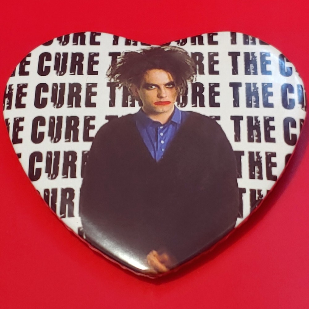 2 1/4 Inch Robert Smith The Cure Goth Heart Pinback Button