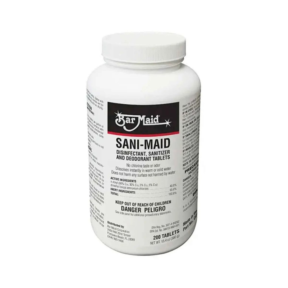 Bar Maid DIS-207 Quaternary Sanitizer Tablets - 200 Tablets Per Bottle