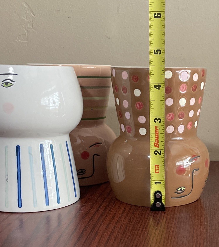 3 Opalhouse Ceramic Face Planters 4.5” NEW