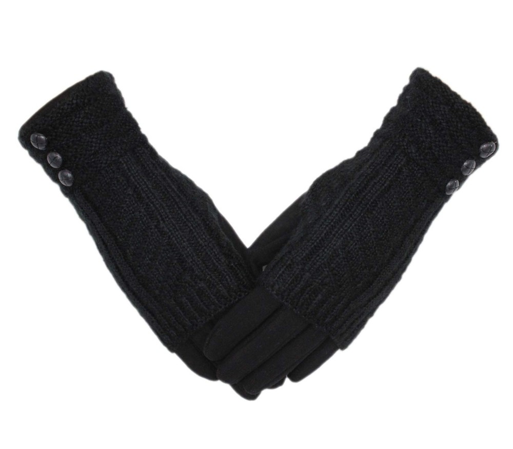 Tomily Winter Warm Knit Fingerless + Touchscreen Texting One Size, Black