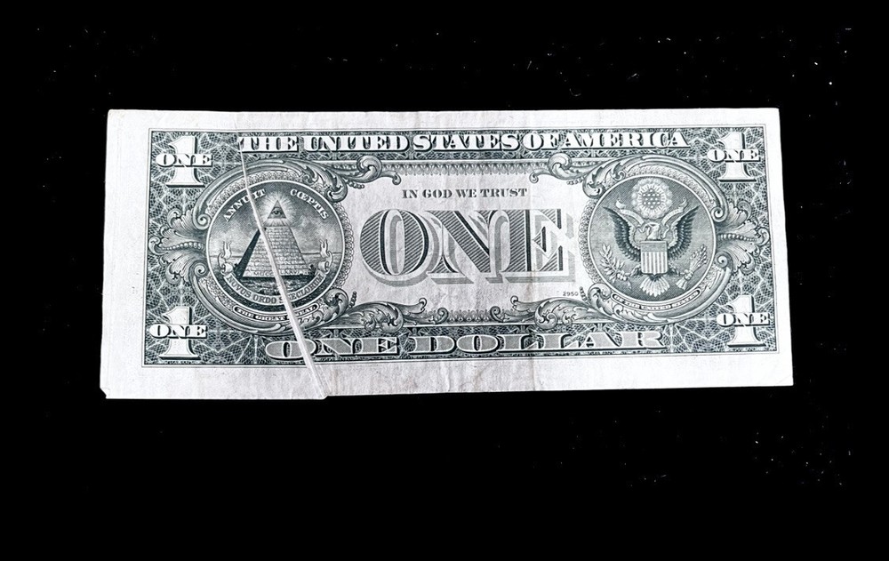 1977-A Error $1 Dollar FRN-Gutter Fold And Off Centered