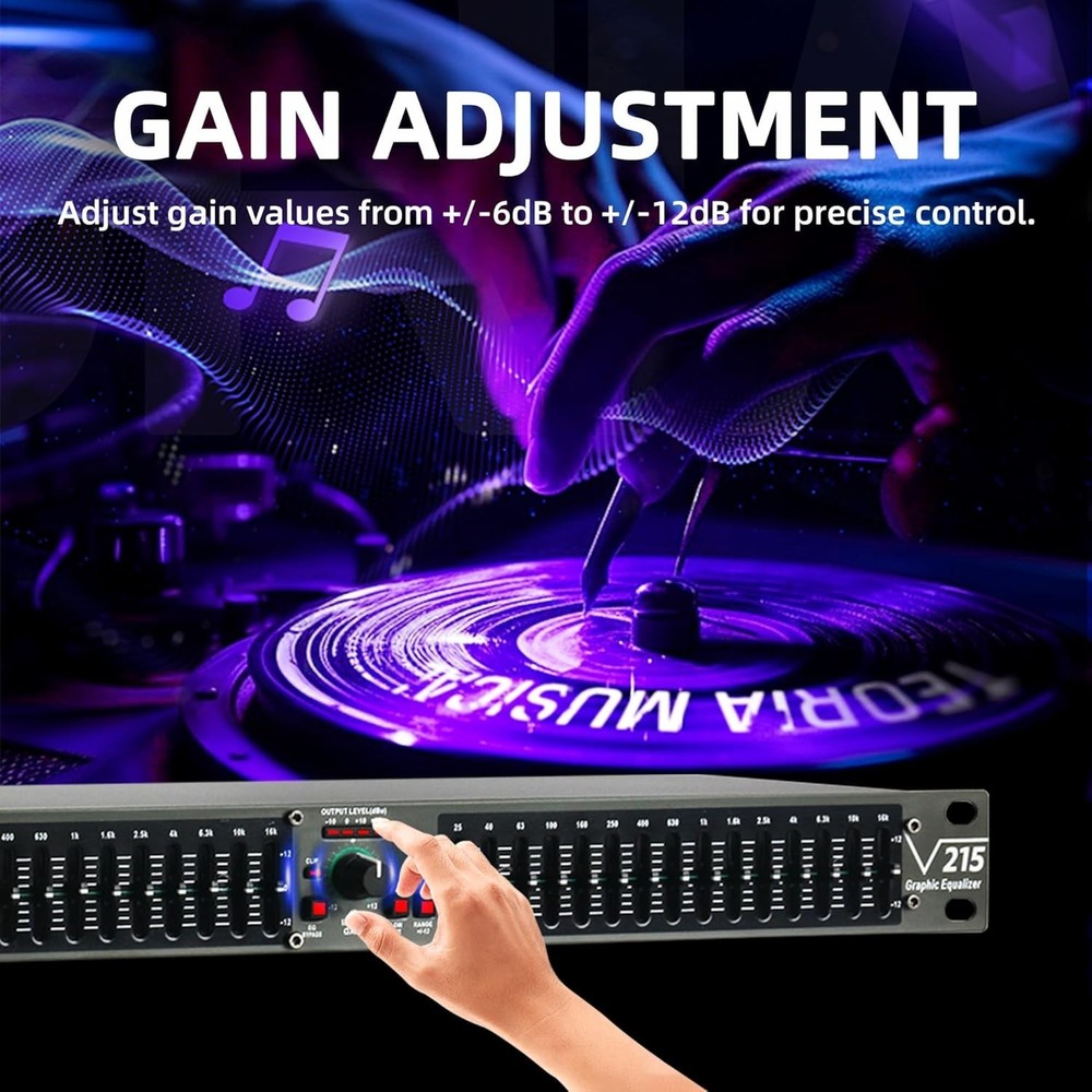 Professional DJ Stereo Graphic Equalizer, 15-Band EQ-