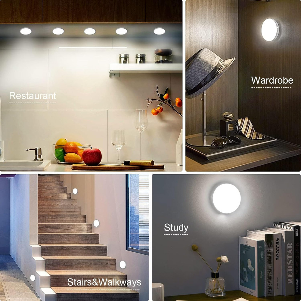 Upgraded Motion Sensor Light, 8 Leds, 3 Pack Rechargeable, 120 Detection, 3 Mode