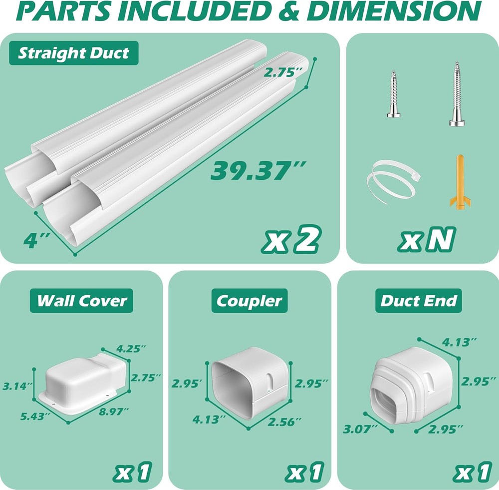 Mini Split Line Cover: 4'' 7.5 Ft Line Hide for Mini Split Air Conditioner Centr