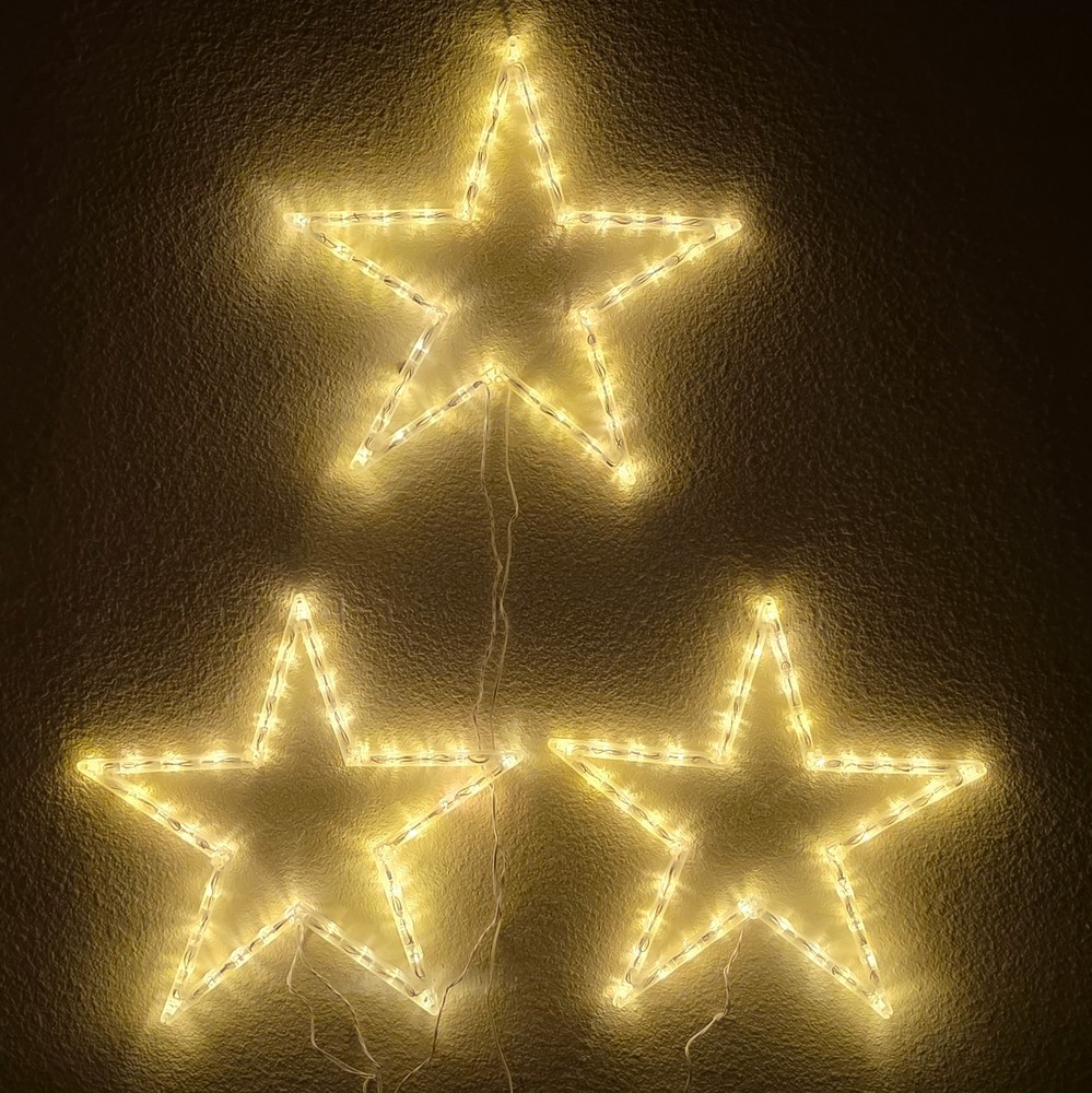 Foldable LED Lighted Stars - Cool White (3 Stars Included) - 8 Lighting modes