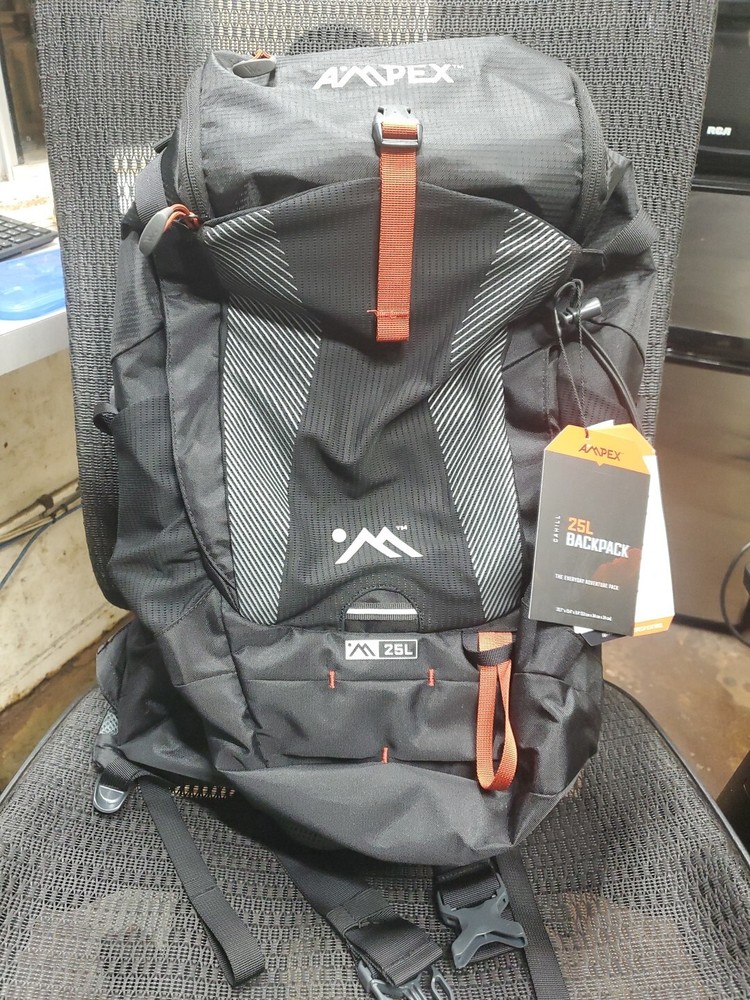 Ampex Cahill Excursion 25-Liter Framepack Multiple Storage Backpack, Blk, Gray