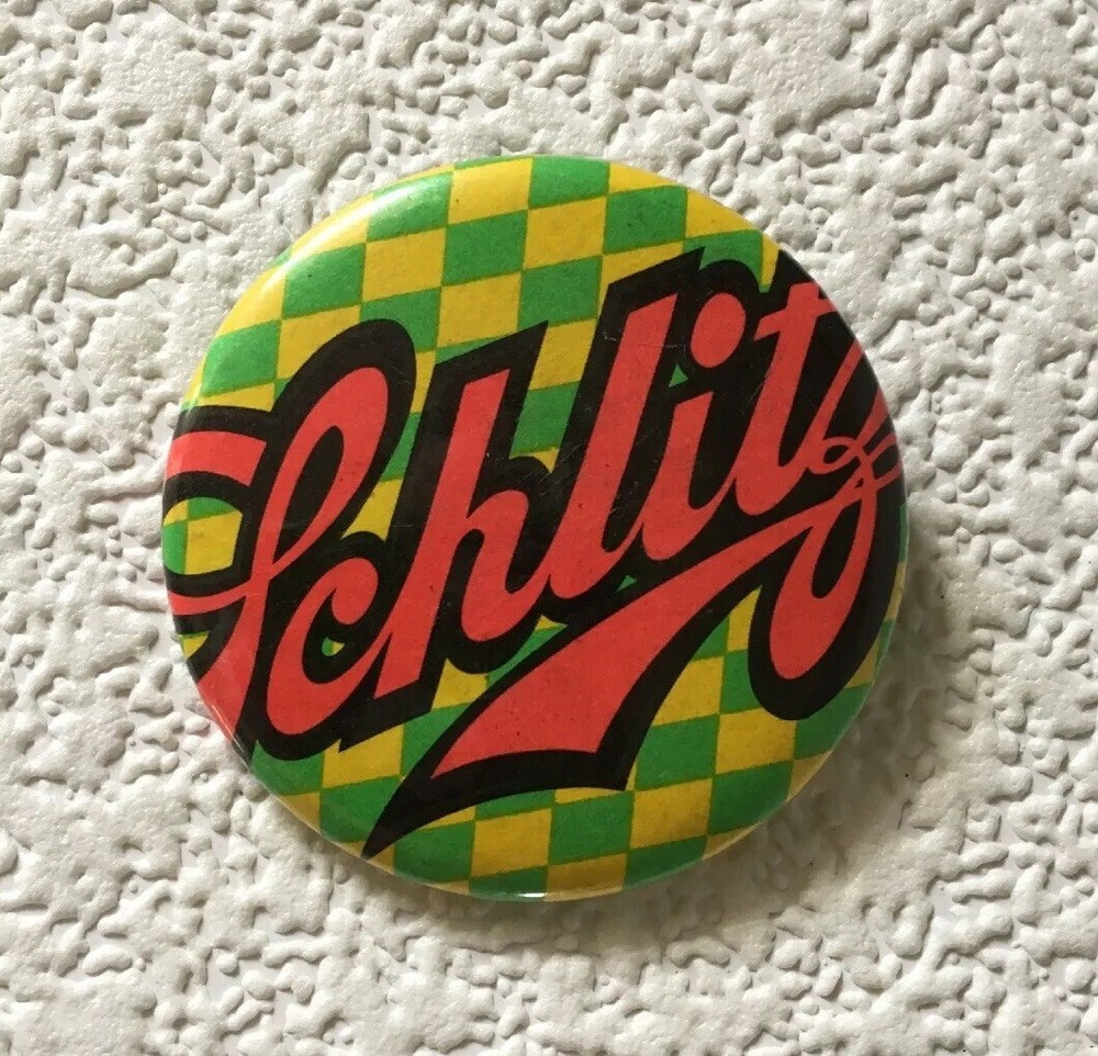 Vintage Pinback Schlitz Beer Button Retro Groovy Pin