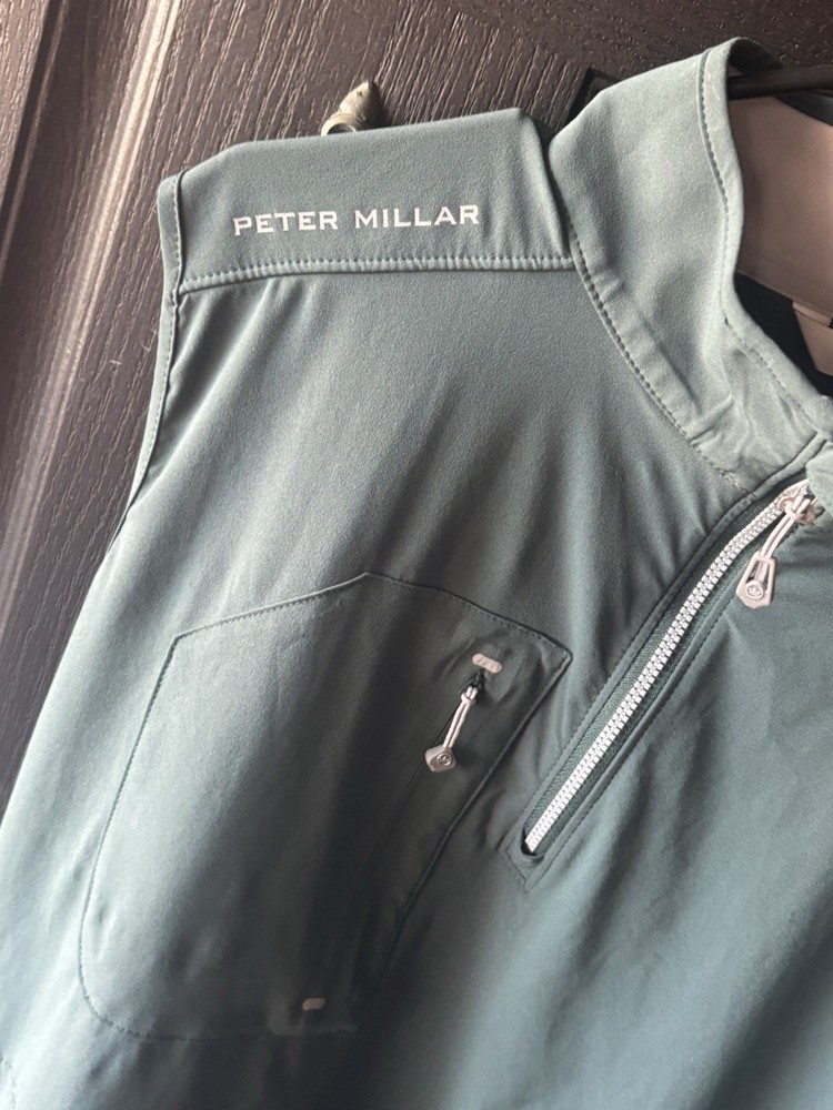 Peter Millar Men's Dark Green Quarter Zip Pullover Vest Size Large