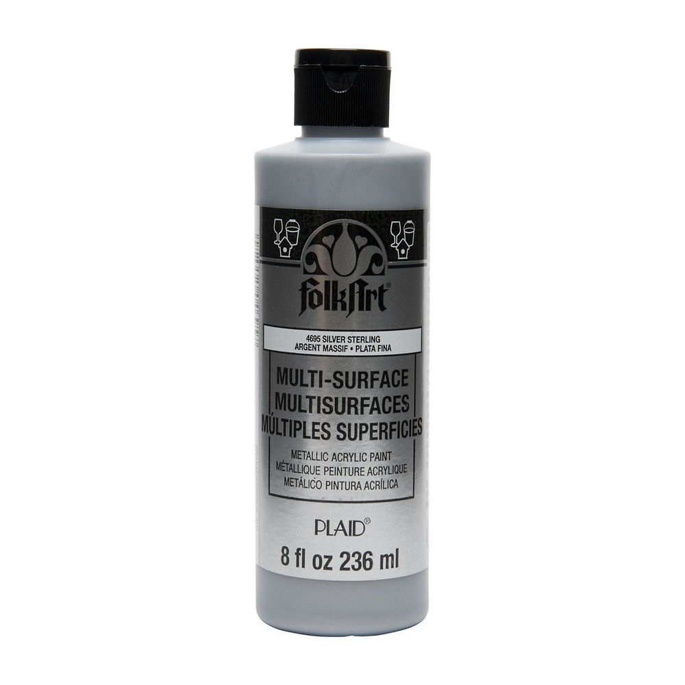Multi Surface Specialty Effect Paint in Assorted Colors 8 oz, Metallic Sterli...