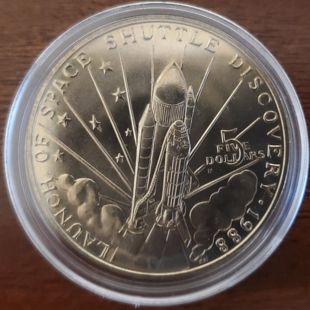 Marhall Islands 1988 $5 Space Shuttle Discovery *FREE CASE*