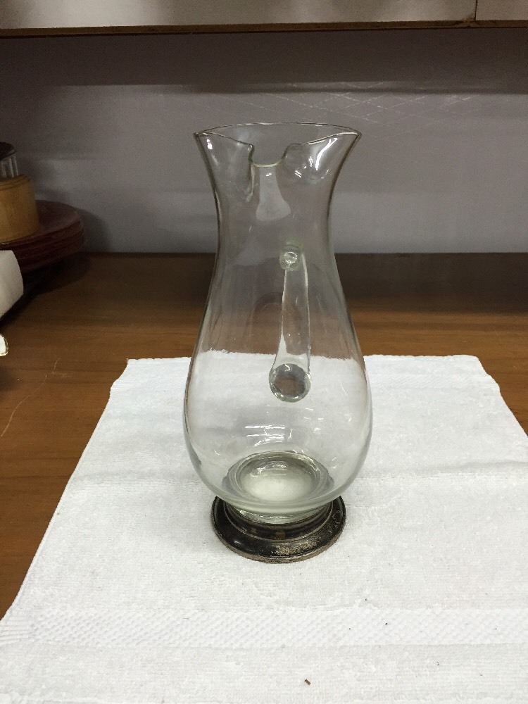 Vintage Webster Sterling Bass Glass Pitcher