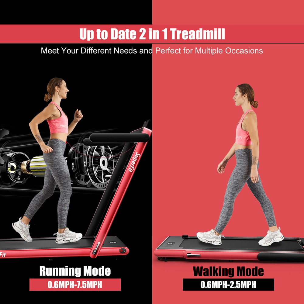 SuperFit 2.25HP 2 in 1 Folding Treadmill W/APP Control Speaker Remote Control