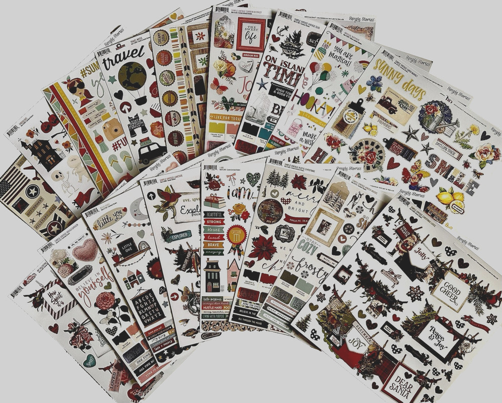 NEW SET! (B) SIMPLE STORIES STICKER SHEETS (17 sheets) Save 70%