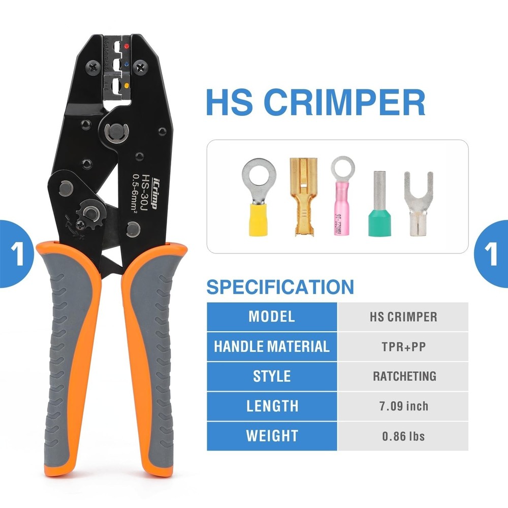 iCrimp Wire Crimping Tool Kit with Wire Stripper and Ratcheting Wire Crimper ...