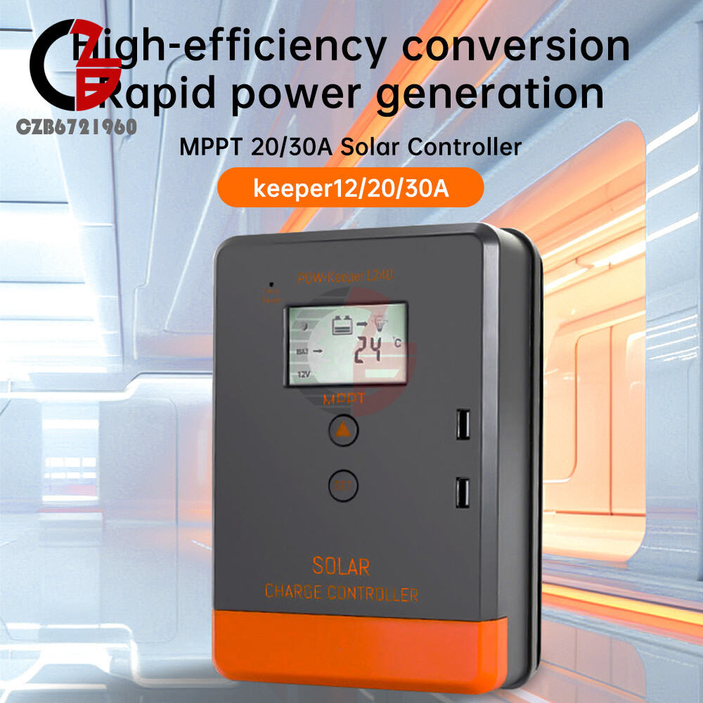 MPPT 30A 20A Solar Charger Controller 12V 24V Solar Panel Regulator LCD Dual USB