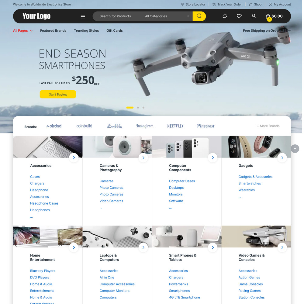Electronic Vendors Shop Website Design with Free Web Hosting & Installation