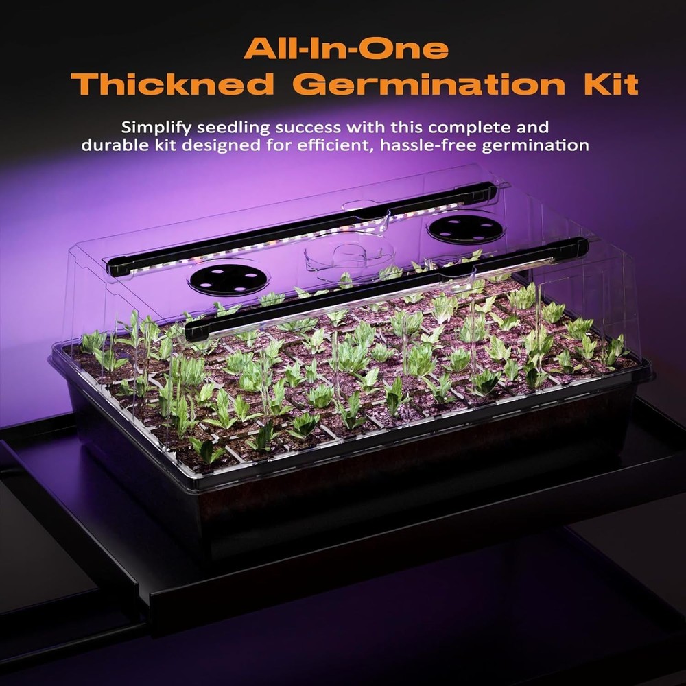 60-Cell Self-Watering Seed Starter Tray with Grow Light, Seed Starter Kit wit...