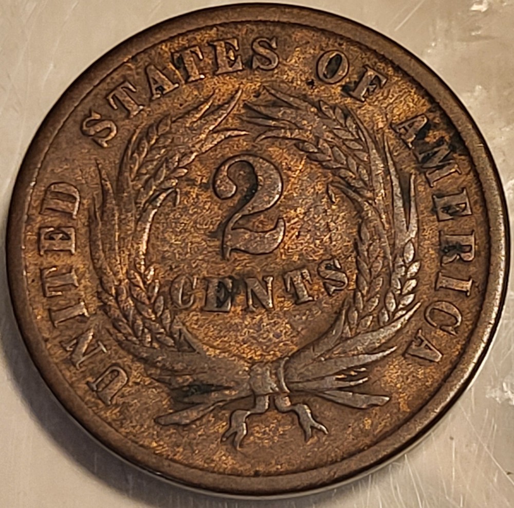1864 Two Cent Coin! Really Nice Details! Great Condition Coin! 2 Cent!