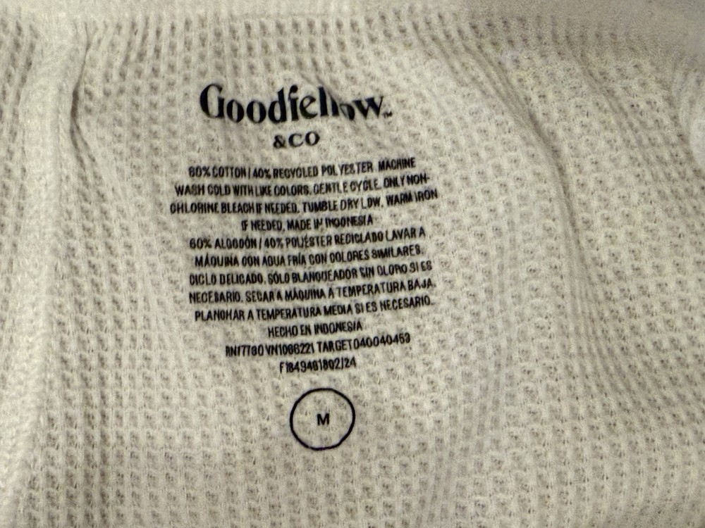 NWT Goodfellow Tag Free Thermal Pants Functional Fly White Men's Size Medium
