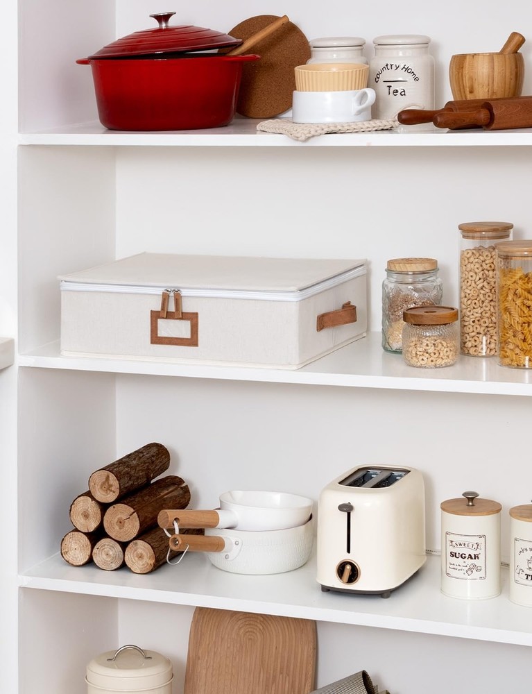 China Storage Container, Stackable Mug Storage Box with Dividers, Stemware St...