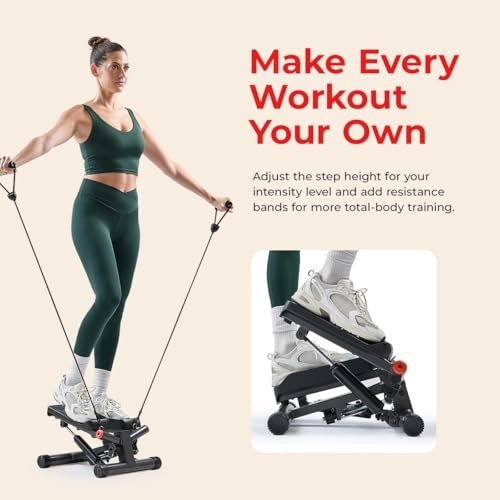 Mini Stepper for Home Exercise, Stair Step Workout Machine with Resistance Bands