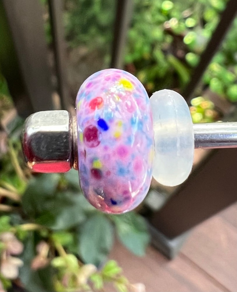 Trollbead trollstone pink rainbow ooak unique