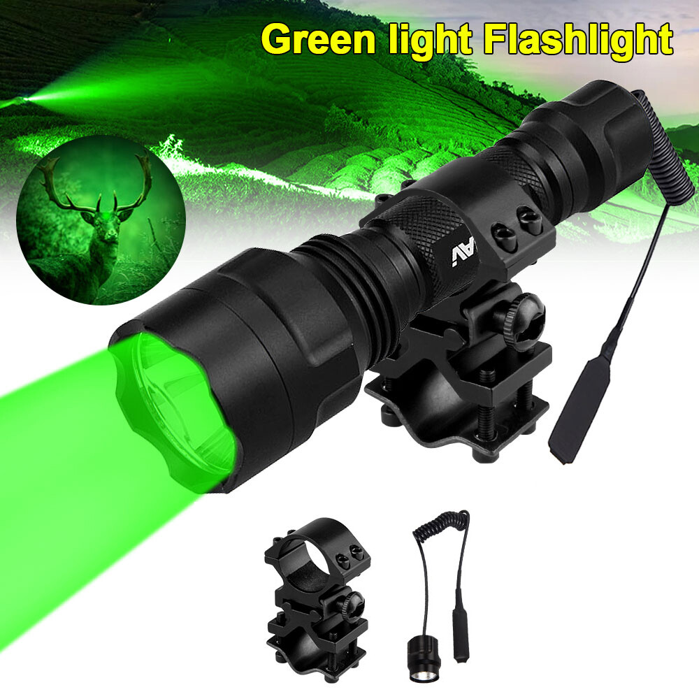 1500yards LED Green Light Gun Scope Flashlight Torch Light Switch Mount m