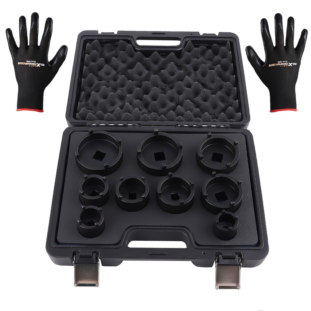 9X 1/2" 3/4" KM4-KM12 DRIVE GROOVED LOCK NUTS SOCKET SET & EXTERNAL TEETH