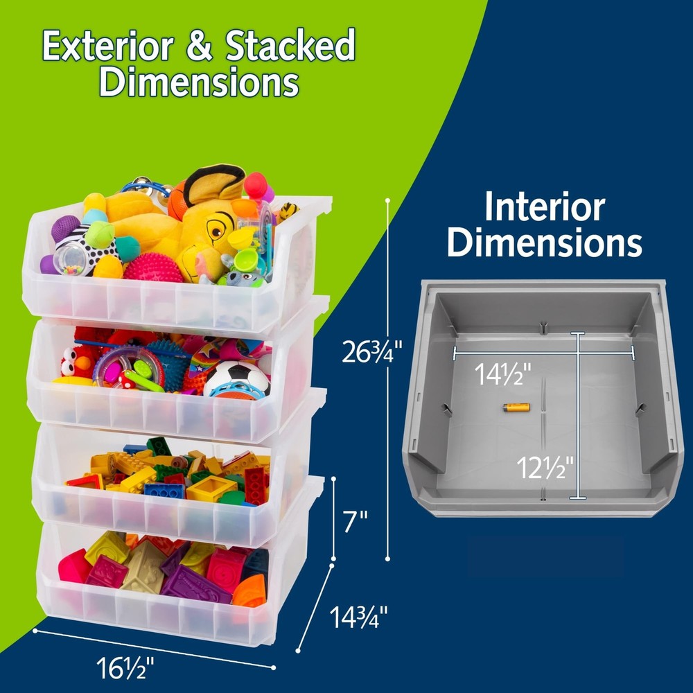 ReadySpace Extra Large Plastic Storage Bins, Stackable Organizer Containers f...