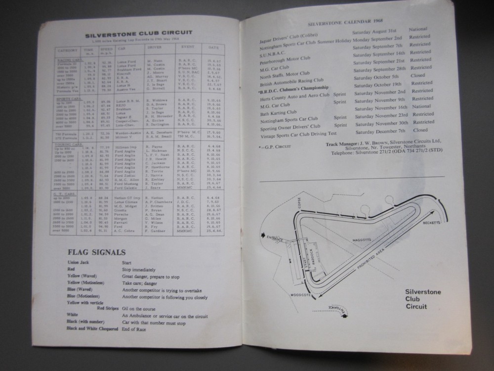 Silverstone motor racing programmes from the 1960s & 1970s