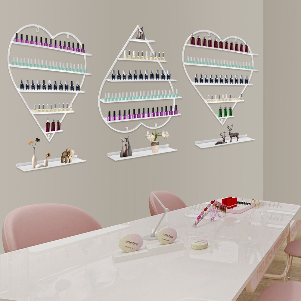 Heart-Shaped Nail Polish Display Rack - Stylish Wall Storage Organizer