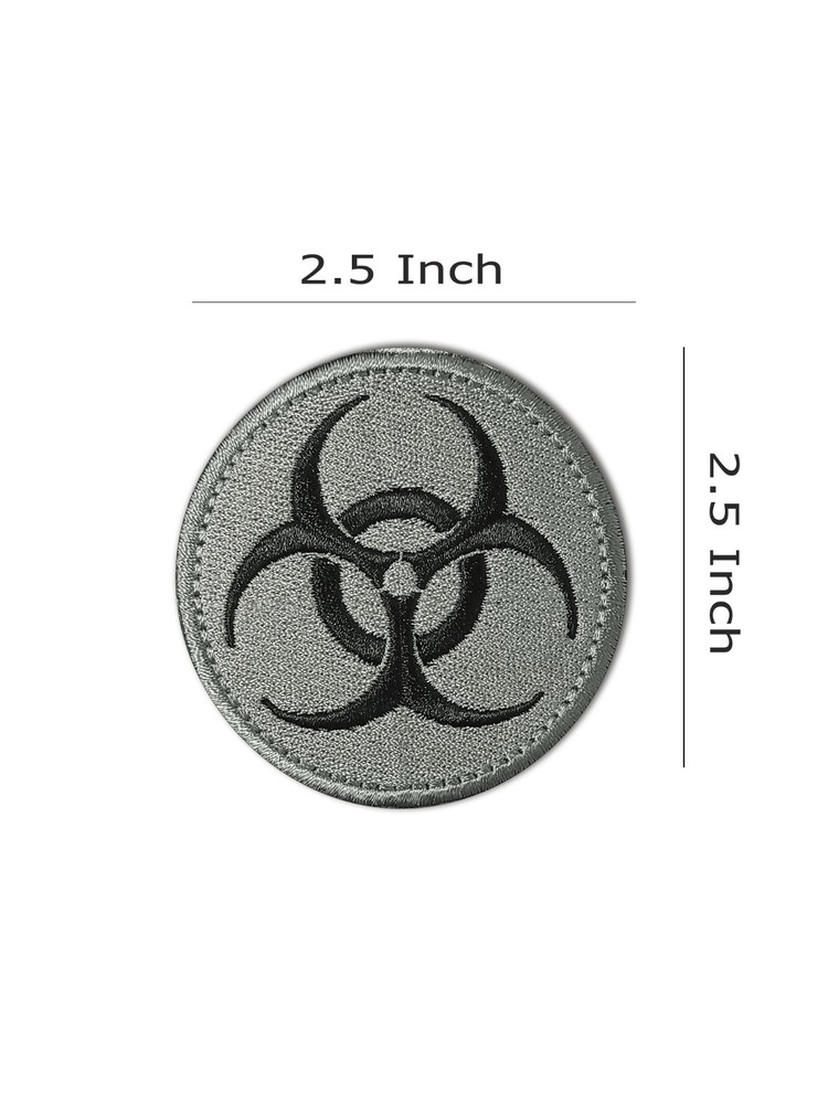 Biohazard Design Gray - Embroidered Patch 2.5" - Hook and Loop - Tactical Patch